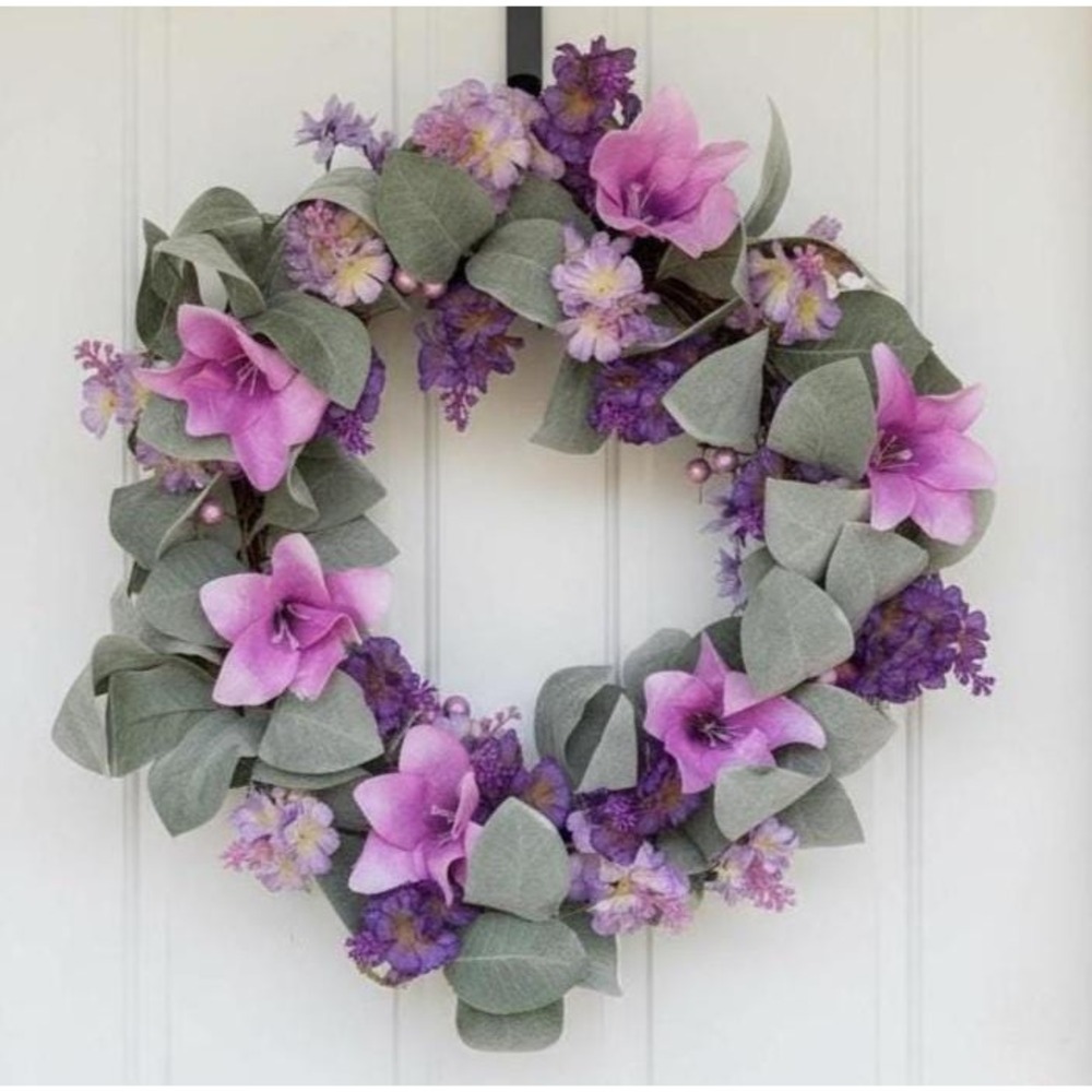 Handmade Lavender & Purple Floral Wreath | Spring Summer Decor